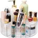 Flytreal 360 Rotating Makeup Organizer for Vanity, 10” Desk Acrylic Spinning Cosmetic Skincare Organizer Countertop, Large Clear Lazy Susan Round Organizer for Lotion, Lipsticks, Perfume, Brushes