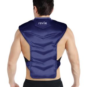 REVIX Large Ice Pack for Back and Shoulder Discomfort Relief, Reusable Gel Cold Pack for Full Back, Soft Plush Lining, Flexible and Long-Lasting, Navy