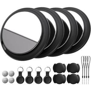 Air Tracker Tag Works with Apple Find My (iOS Only) Includes Replaceable Battery, Bluetooth Smart Item Locator Key Finder for Keys, Luggage, Wallet, Pet, Dog, Cat (Black, 4-Pack)