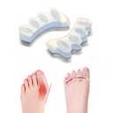 2 x Professional Silicone Toe Separators for Women & Men  Gel Toe Spacers for Bunions, Overlapping Toes, Pedicure, Yoga Toes, Foot Pain Relief & Toe Straightener  2 Pcs, Reusable, Flexible (Transparent)