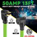 Kanayu 15FT 50Amp 6AWG NEMA 6-50P to 6-50R Welder Extension Cord 50Amp Power Extension for Welding Machines 50A 250Volt 3-Prong 6 Gauge Heavy Duty Welding Cable, ETL Listed