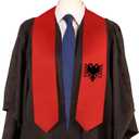 Graduation Stole Satin Sash Scarf for Study Aboard International Students 72" Length (Albania Flag)