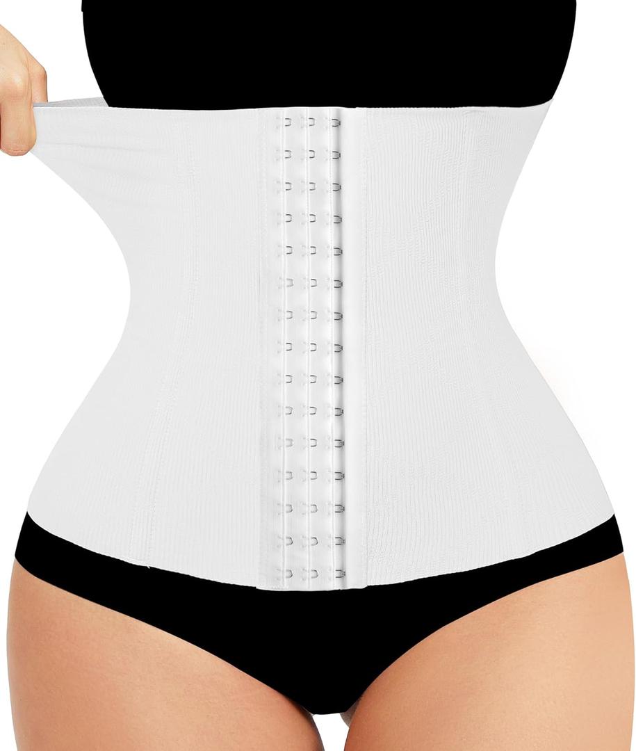 LODAY Waist Trainer Corset Shapewear Tummy Control Body Shaper Waist Cincher for Women Postpartum Belly Band Wrap (Medium, White Hook)