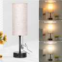 Bedside Table Lamp for Bedroom, 3-Color Small Lamps with Pull Chain, Bedroom Table Lamps for Night stands,Desk Reading Light AC Outlet Nightstand Lamp for Living Room Decor/Dorm/Office Bulb Included