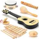 Wooden Musical Instruments for Toddlers  7-Piece Kids Music Set with Xylophone, Guitar & Percussion | Natural Wood, Non-Toxic | Ages 3+