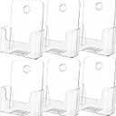 MaxGear Acrylic Brochure Holder 6 x 8 inch, Display Stand Plastic Clear Flyer Holders for 5.5 x 8.5 inch, 5 x 7 inch Menu, Literature, Trifold Pamphlet, Magazine, Countertop or Wall Mount, 6 Pack