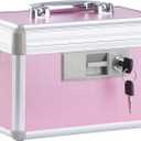 xydstay Medicine Box, First Aid Safe Medication Storage Box,Layered Aluminum Daily Medicine Cabinet,10.2" x 6.2" x 7.7", Pink