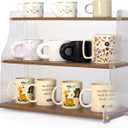 Coffee Mug Holder Wooden Cup Station Organizer 3 Tier Cup Holder for Coffee Bar Mug Display Rack for Countertop Mug Holder Shelf for Home Kitchen Trapezium-Nutbrown