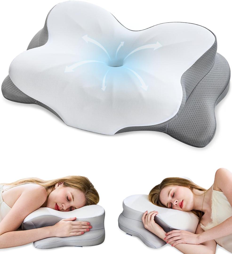 Cervical Neck Pillow, Ergonomic Memory Foam Pillow for Neck Pain Relief with Dual-Height Design, Breathable Pillowcase, Neck Support for Side Back & Stomach Sleepers, Odorless White 1 pcs