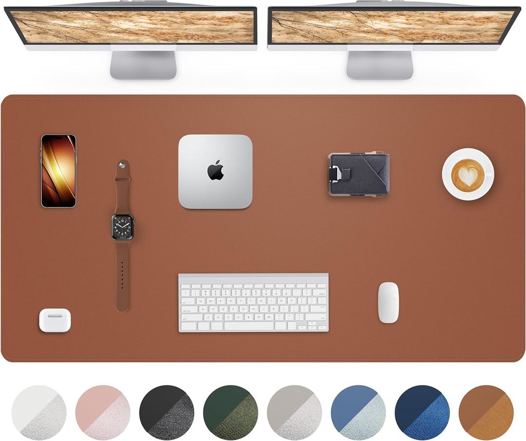 AFIING Large Desk Mat 55" x 24" - PU Leather Desk Pad Protector, Waterproof Non-Slip Extended Mouse Pad for Office Desk, Keyboard, Laptop and Home Workspace (Brown), 55.1" x 24"