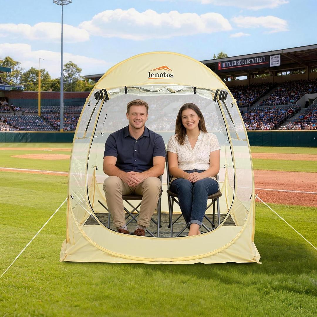Lenotos Pop Up Sports Tent, Instant Clear Bubble Tent, with Removable Top Cover, Outdoor All Weather Shelter, for Watching Sports, Cheering, Fishing and Camping (50" L x 50" W x 62" H)