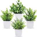 Der Rose 4 Pack Fake Plants Mini Artificial Greenery Potted Plants for Home Decor Indoor Office Table Room Farmhouse (4-green)