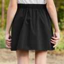 GORLYA Girls Modest Simple Casual Vintage Elastic Waist A-Line Short Skirt for 6-14Y Kids (Black)