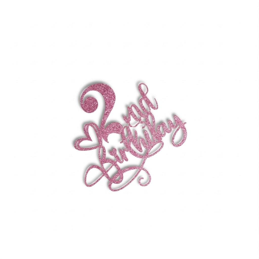 Pink Glitter "Happy Birthday" Cake Topper
