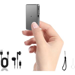 Voice Recorder - 64GB Mini Voice Recorder - Noise Cancellation Voice Activated Functionality, Rechargeable Audio Recorder with Earphone, Portable USB-C Recording Device for Work, Meetings, Interview