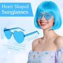 PLULON Blue Bob Wig with Heart Sunglasses and Hair Cap for Women, Short Bob Wigs Synthetic Colored Funny Cosplay Hairieces for Women Men Neon Bachelorette Halloween Costume Party Decorations