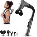 makecatch Long Handle Massage Gun for Back and Shoulders, Ergonomic Extended Reach Deep Tissue Massager, U-Shaped Dual Head Percussion Muscle Massager, 12 Speeds with 5 Heads, Quiet & Cordless