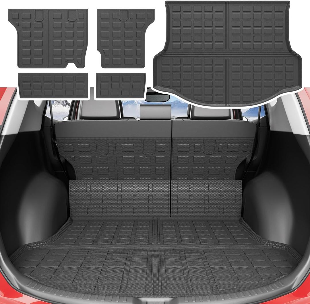 Xipoo Cargo Liner Compatible with 2013-2018 Toyota RAV4 Rear Trunk Mat Backrest Mat Car Cargo Mat Replacement for 2013-2018 Toyota RAV4 Accessories (Fit 13-18 RAV4,Rear Trunk Mat+Backrest Mat)