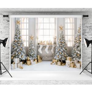 Kate 7×5ft Winter Christmas Background Photography Christmas Tree Gifts Bright Window Xmas Decoration Background Studio Prop Photography Video