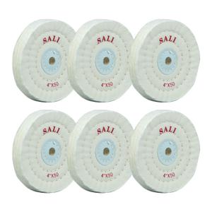 SALI 6 Pack Polishing Wheel for Bench Grinder Buffing Wheel 4 inch White Cotton (50 Ply) for Buffer Polisher Medium Polish Pad with 1/2 Inch Arbor Hole