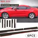 78-3/4" Universal Car Side Skirt 200CM Extension Rocker Panel Body Kit Lip Splitters, Black+Red Line