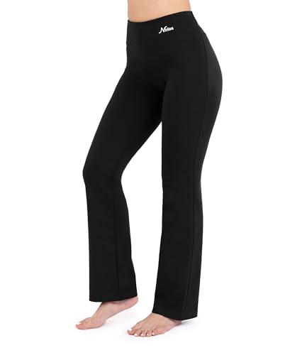 Nirlon Straight Leg Yoga Pants - Straight Leg Leggings for Women Breathable Leggings for Yoga Regular & Plus Size Pants for Gym (12 28" Inseam, Black), 2XL