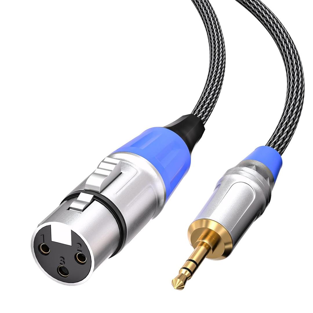 Tisino XLR to 3.5mm Microphone Cable,Unblanced XLR Female to 1/8 inch Mic Cord for Camcorders, DSLR Cameras, Computer Recording Device and More - 6.6 feet (2m (6.56') - rca plugs)