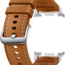 Galaxy Watch 8 Series Hybrid Band, Vegan Leather, Signature Stitch, Dynamic Lug System, Flexible Fit, Compatible with Galaxy Watch 8 and Watch 8 Classic, S/M/L Carmel