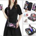 Crossbody Wallet Case for iPhone 17 Pro Max 6.9", Magnetic Detachable PU Leather Case with RFID Blocking Card Holder, Wristlet & Shoulder Strap, Flip Zipper Clutch Purse for Women - Black F