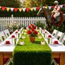 XLX TURF Green Artificial Grass Table Runner for Sport Golf Spring Summer Party Decorations - 12 x 36 Inches Short Fake Grass Crafts Table Centerpiece Wedding Baby Shower