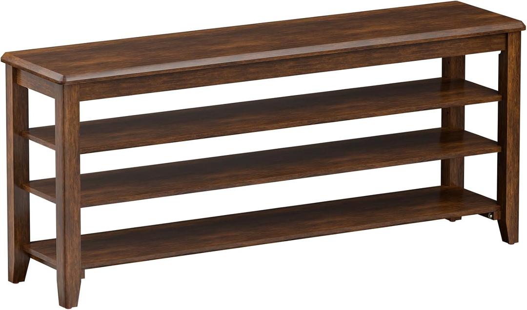 Taitiy Shoe Rack Bench with Rubberwood Flat Top and 3 Adjustable Shelves – Wooden Shoe Rack for Entryway, Hallway, Mudroom, Front Door, or Small Spaces, 47.2"