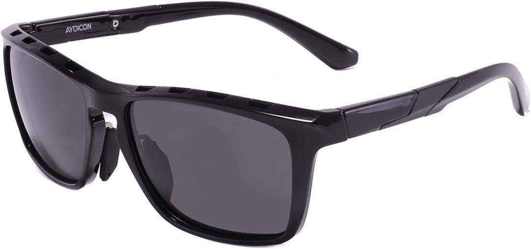 Trendy Black Square Polarized Unisex Sunglasses UV 400 Protection TR7515