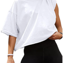 Women's Summer Short Sleeve Crop Tops Casual Basic Cotton Athletic Yoga Running T-Shirts, Size S