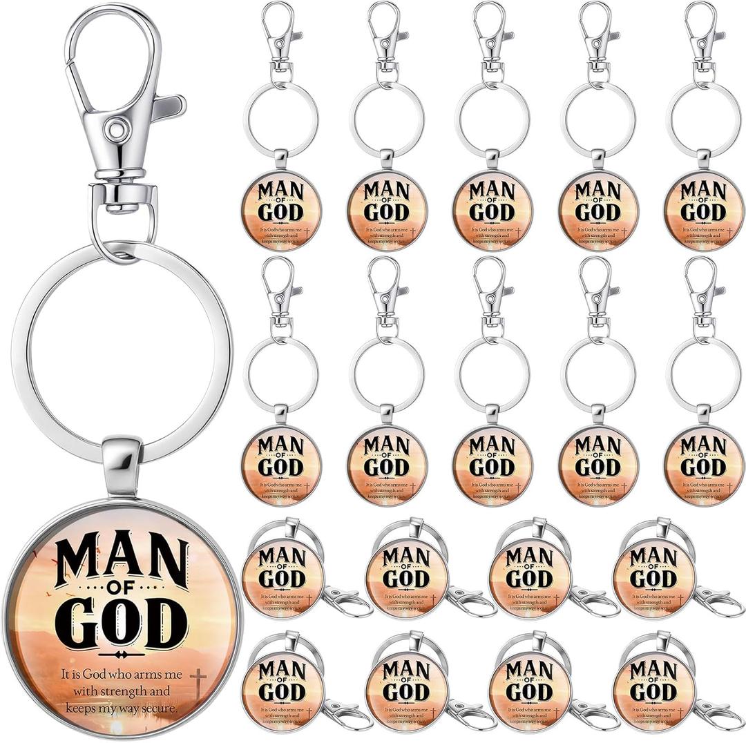 Fathers Day Christian Gifts Bulk for Church Man of God Keychains Religious Bible Verse Keychains