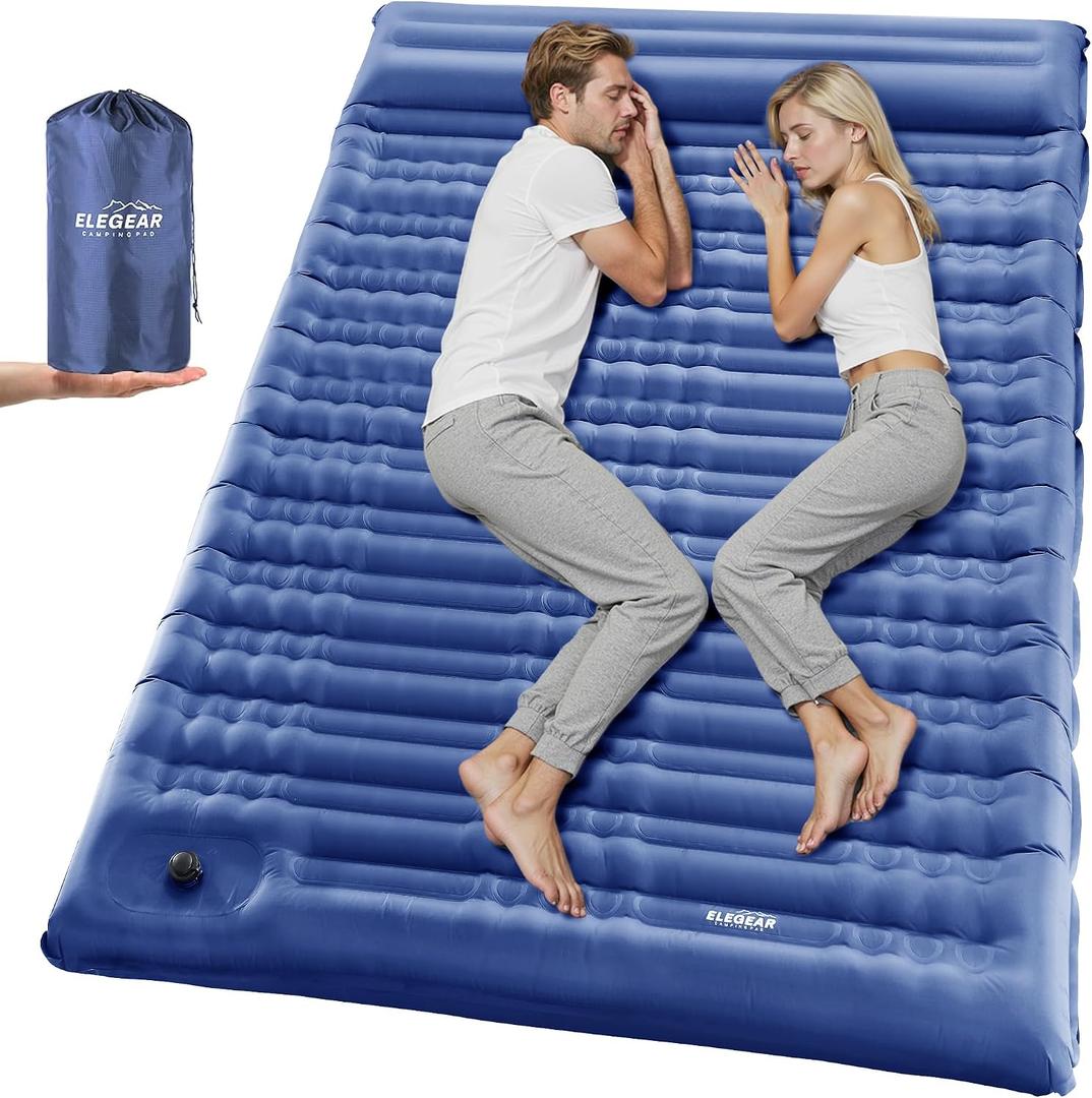 Elegear CumbreX Double Sleeping Pad for Camping, 4.7" Ultra-Thick Inflatable Camping Sleeping Pad 2 Person with Built-in Foot Pump, Portable Camping Sleeping Mat for Backpacking Hiking Tent, Full