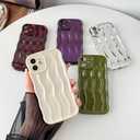 Caseative for iPhone 12 Case,Water Ripple Pattern Curly Wave Frame Soft Phone Case (White)