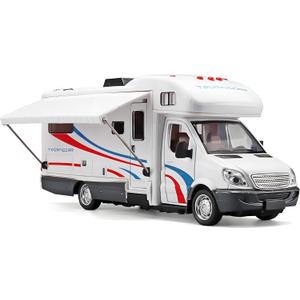 NOVAFUSION Toy Campers for Kids Toy RV,Die Cast Metal Toy Camper for 3 4 5 6 7 8 9 Year Old Toddlers,Pull Back RV Toy with Light and Sound,Trucks for Kids Ages 4-8White