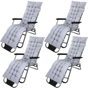 Bucherry 67 x 19 Inch Chaise Lounge Cushions Soft Lounge Chair Cushion Gravity Chair Cushion Sofa Lawn Furniture Cushion Pad with 6 Tie for Outdoor Indoor Patio Home Without Headrest (Gray,4 Pcs)