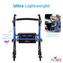 NOVA Buzz Rollator Walker – Lightweight Folding Rolling Walker with Seat, 6” Wheels & Locking Hand Brakes, Everyday Mobility Aid for Seniors & Adults, Blue