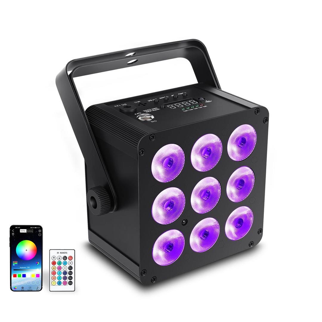 Artlumux Rechargeable Stage Par Lights,54W RGBWA+UV 6IN1 Battery Powered Uplights with Wireless 2.4G App Control,Led DJ Par Can Lighting with Sound Activated & Remote Control for Bars Band (2PCS)