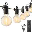 Brightown 38Ft Outdoor String Lights with Remote & 15 Shatterproof LED Bulbs - Waterproof Patio Hanging Lamps for Porch Balcony Bistro Cafe