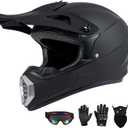 Youth Kids Motocross Helmet DOT Approved, Adult ATV Dirt Bike Off-Road Full Face Motorcycle Helmet with Goggles Gloves Mask for Boys Girls,Lightweight Breathable for Riding (Matte Black, X-Large)