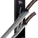 Brisket Slicing Knife Set, Carving and Boning Knife for Meat & Turkey Cutting, Japanese Style High Carbon Steel Kitchen Knives Set For Home & BBQ, Wood Ergonomic Full Tang Handle, Christmas gift (2 PCS Set)