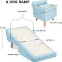 Dog Ramp for Small Dogs and Cats – 2-in-1 Dog Ramp for Couch and Low Bed, 16.5'' Foldable Wooden Pet Ramp, Sturdy Multi-Use Split Ottoman Design, Light Blue