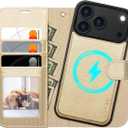 OCASE for iPhone 17 Pro Detachable Wallet Case with Card Holder, 2 in 1 PU Leather Flip Folio with RFID Blocking Stand Wrist Strap Shockproof Phone Cover 6.3 Inch 2025, Gold