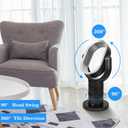 Simple Deluxe Medium size portable bladeless fan, small table fan, 10 speeds settings, 10-hour timing closure bladeless fan, stylish and modern fan, low noise, lightweight,24 inch Black