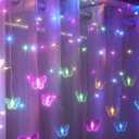Curtain Butterfly String Light 20Ft 120LED Window USB Fairy Lights 24 Butterfly 8 Modes with Remote Control for Room Bedroom Patio Party Wedding Holiday Christmas Decoration (Pastel)