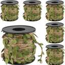 KEILEOHO 196Ft 5MM Burlap Leaf Ribbon, 6 Rolls 33 Ft Natural Jute Twine Rope, Jute Twine with Green Leaves Ply Braided Burlap Ribbon Artificial Leaves Vine Rope for Wedding, Party, Garden Decor