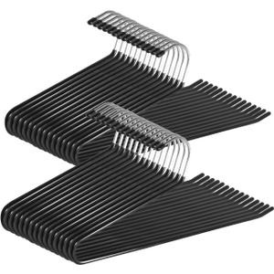 Open Ended Pants Hangers,30-Pack Clothes Hangers Space Saving, Non-Slip Pants Hangers,Black Metal Hangers Design for Jeans,Slacks,Scarf (Black)