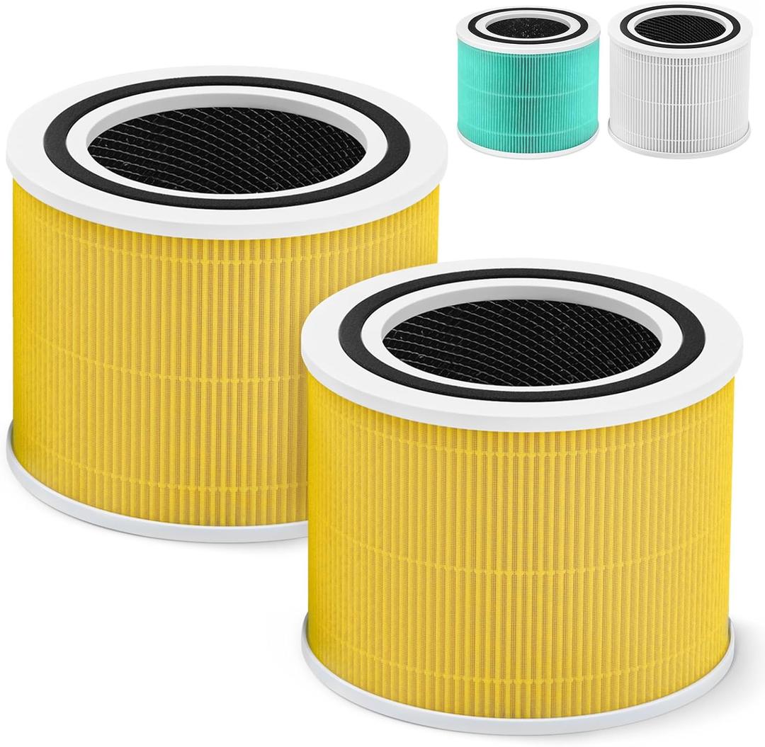 Core 300 Pet Care Replacement Filter for LEVOIT Core 300 Core300-P Core 300s VortexAir Air Purifier, 3-in-1 HEPA and Activated Carbon, Core 300-RF-PA, 2 Pack, Yellow